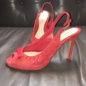 Banana Republic Red Suede Peeptoe Slingback Heels
